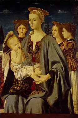 Vierge à l'Enfant et trois anges.