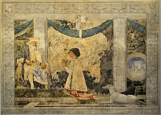 Sigismond Malatesta priant saint Sigismond, fresque de Piero della Francesca.
