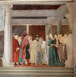 Rencontre entre Salomon et la Reine de SabaPiero della FrancescaFresque. H. 3,36 mBasilique San Francesco d'Arezzo1452-1466