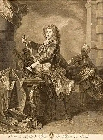 Le prince François-Louis de Bourbon-Conti et son esclave noir, 1700.
