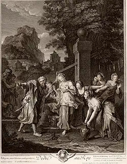 Rebecca recevant les présents des mains d'Eliezer