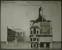 Coupe transversale de l'hôtel de ville de Châteaudun.