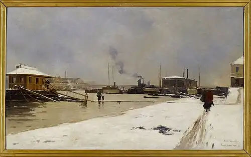 Le bas port du pont de Tolbiac, pendant la crue,Musée Carnavalet.