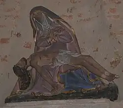 Pietà de la chapelle ND de Pitié de Montredon (46) Pierre peinte du XVIe&nbsp;siècle siècle