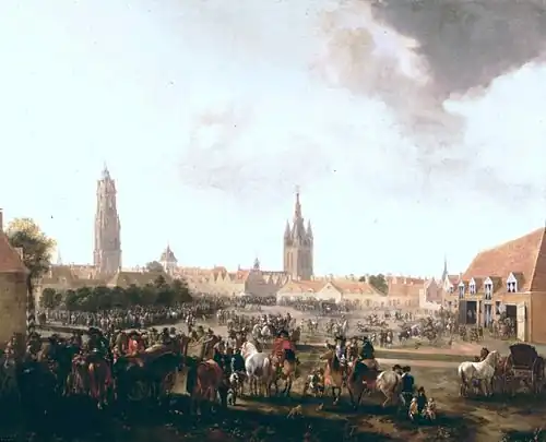 Pieter Wouwerman, Vue du marché aux chevaux de Delft,1665, Prinsenhof de Delft