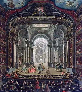 Intérieur du Teatro Regio, peint par Pietro Domenico Olivero