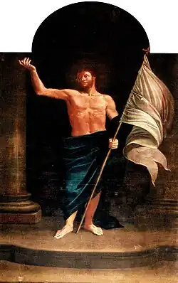 Le Christ ressuscité, peinture au maître-autel de Pietro Ercole Fava (it)