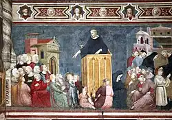 Détail de la fresque de la Grande Chapelle de San Nicola à Tolentino.