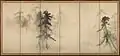 Hasegawa Tohaku, fin XVIe&nbsp;siècle, Les Pins, paravent à six feuilles, encre sur papier, 156&nbsp;×&nbsp;345&nbsp;cm (musée national de Tokyo).