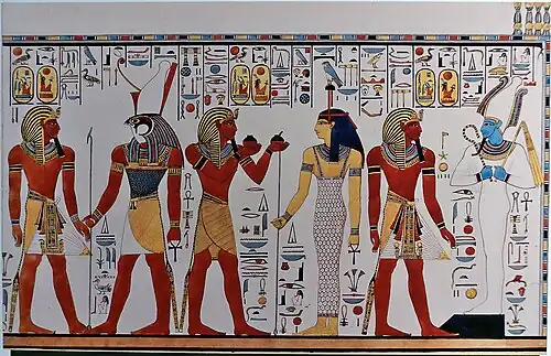 Peinture murale. Tombe de Séthi&nbsp;Ier KV17.(Aquarelle de Henry Salt)