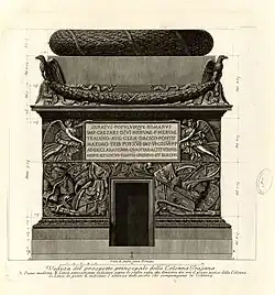 Dessin de la face portant l'inscription, Piranèse, 1774.