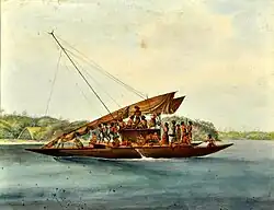 Pirogue double, île des Amis, Louis-Auguste de Sainson, 1840.