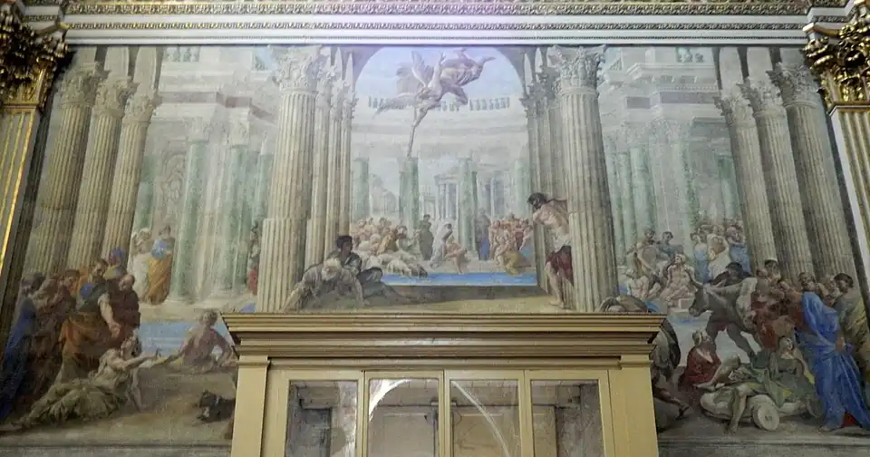 Giovanni Lanfranco, Piscine probatique, 1644, intérieur de la façade de  l'église des Santi Apostoli.