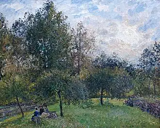 Camille Pissarro, Pommiers et peupliers au soleil couchant, Éragny, 1901.