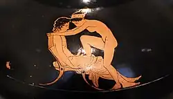 Pichet à vin (œnochoé) à figures rouges du peintre de Shuvalov, v. 440-410. Antikensammlung, Altes Museum, Berlin.