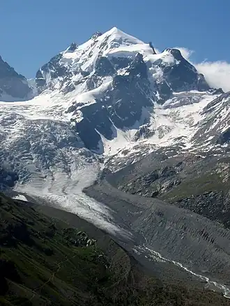 Vue du piz Roseg et du glacier Tschierva