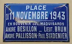 Place du 11 novembre 1943 à Oyonnax.