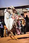 Cavalier participant à la fête de la Gaani à Nikki, au nord du Bénin.