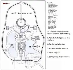 Plan du mausolée de l'empereur Minh Mang.