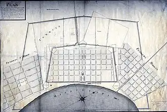 Localisation du faubourg Marigny à l'Est de la vieille ville en 1807