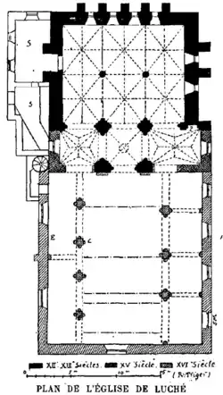 Plan en noir et blanc de l'église.