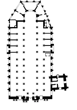 Plan de la cathédrale (abside dirigé vers l'est).