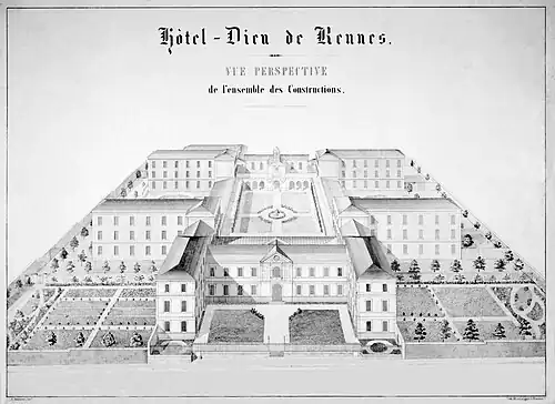 Vue perspective du projet de Aristide Tourneux en 1852.