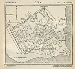 Plan de Sfax en 1888.