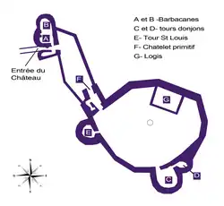 Plan du château au XIIIe&nbsp;siècle.