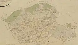 Dessin représentant le plan d'une commune.