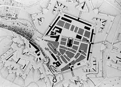croquis représentant un plan de Belfort en 1768