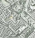 Extrait du plan de Vassalieu de 1609 avec la rue du Coq donnant sur le Louvre.