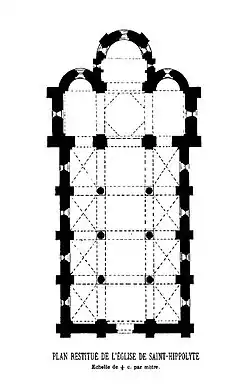 Plan de l'église établi par Jean Virey en 1890.