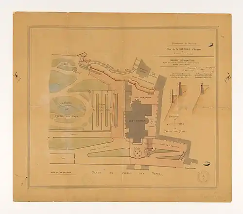 La cathédrale d'Avignon et ses alentours, par E. Danjoy (1887).