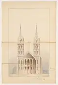 Élévation de la cathédrale côté chœur, par A. G. Guérinot (1866).