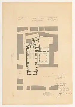 Plan de la cathédrale de Cahors, par C. Lainé (1855).