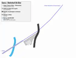 Plan de voie de la halte en 2024
