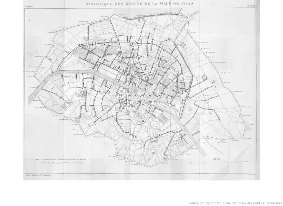 Plan des égouts de Paris en 1836.