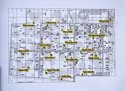 Plan du cimetière avec l'emplacement des œuvres exposées