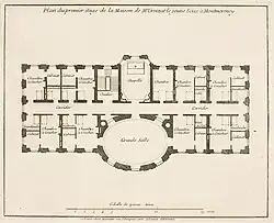 Plan du premier étage du château-neuf de Montmorency. Mariette, vers 1730.