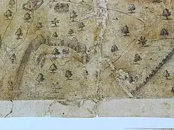 dessin de paysage semé d'arbres