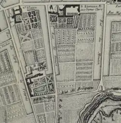 Plan de 1775 avec couvent des Longuaux.