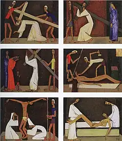 Planche Chemin de Croix - St Julien -Arles - 1958 par le peintre Guy Renne.