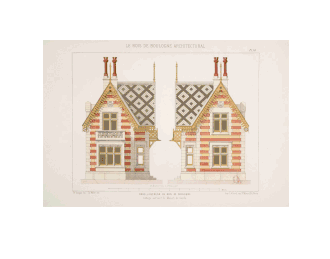 Illustrations de Théodore Vacquer sur les constructions du bois de Boulogne.