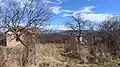 Maisons abandonnées à Planinistsa et le Mont Vitocha au fond
