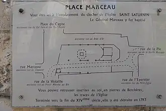 Plan de l'église Saint-Saturnin et de la place Marceau avant 1793.