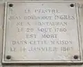 No 11 : plaque commémorative pour Jean-Auguste-Dominique Ingres.