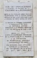 Plaque de la caserne de la Pépinière.