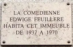 Edwige Feuillère demeura au no&nbsp;16.