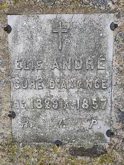 plaque à la mémoire d'Élie André sur l'église d'Amance